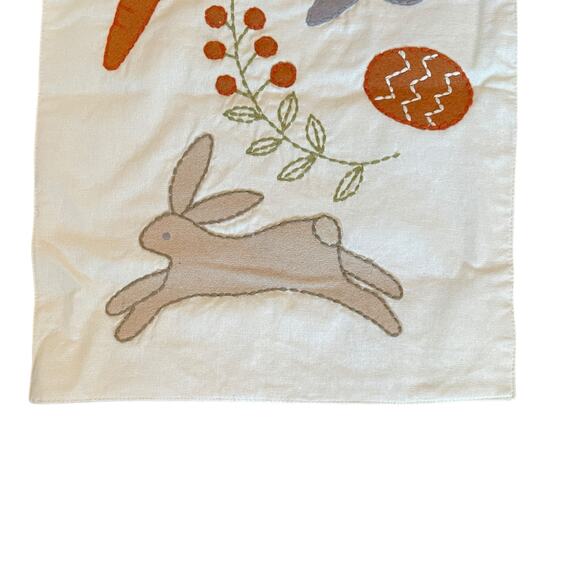 The Farmhouse Easter Bunny Rabbit Table Runner 14x48 Beige Embroidered New - Picture 9 of 13